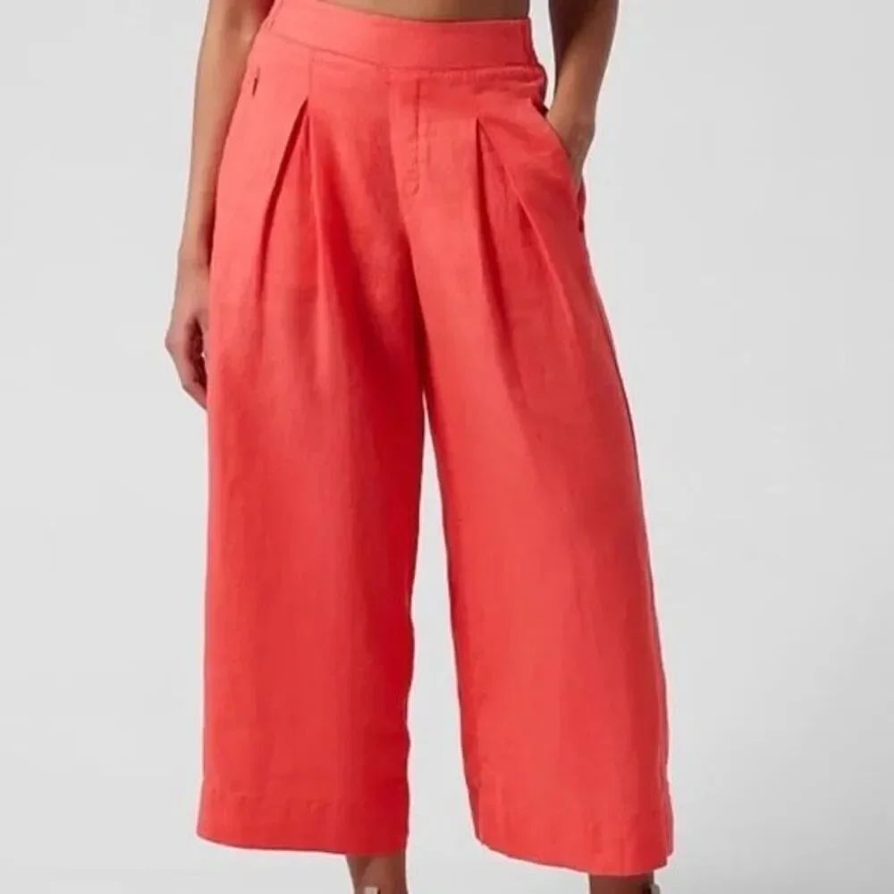 ✨Athleta Playa Linen Wide Crop Coral Sz 2P Pants✨